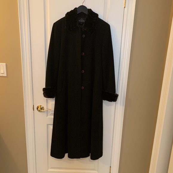 LONG WINTER COAT - WOOL/CASHMERE  - NEW WITHOUT TAGS- SIZE 6 - Picture 1 of 16